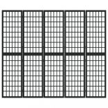 5 paneles fekete japán stílusú összecsukható paraván 200x170 cm