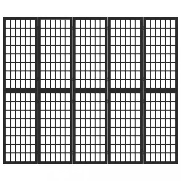 5 paneles fekete japán stílusú összecsukható paraván 200x170 cm