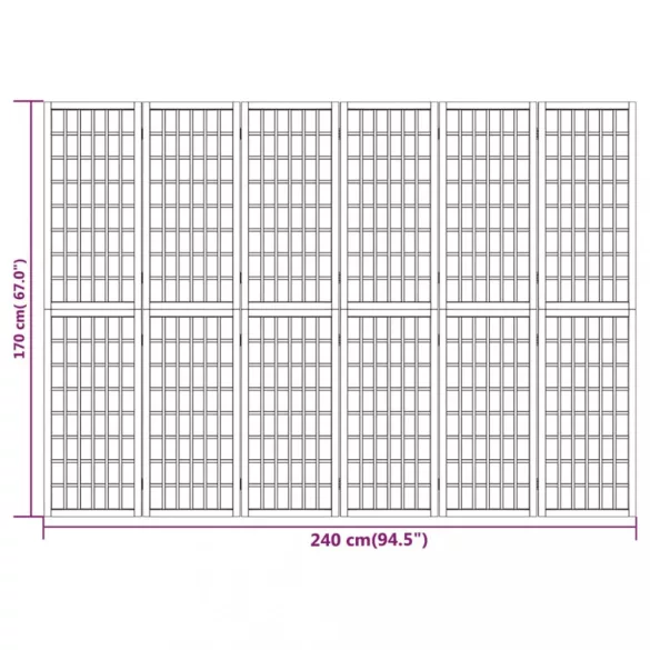 6-paneles japán stílusú összecsukható paraván 240 x 170 cm