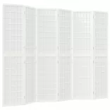 6-paneles fehér japán stílusú összecsukható paraván 240x170 cm