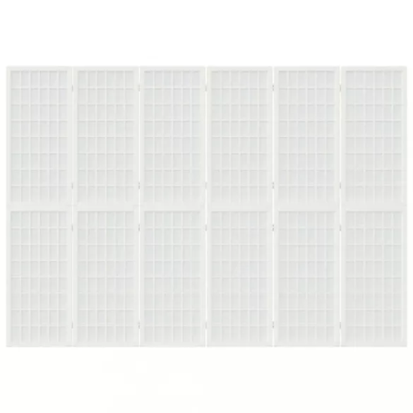 6-paneles fehér japán stílusú összecsukható paraván 240x170 cm