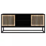 fekete szerelt fa és vas TV-szekrény 105 x 30 x 45 cm