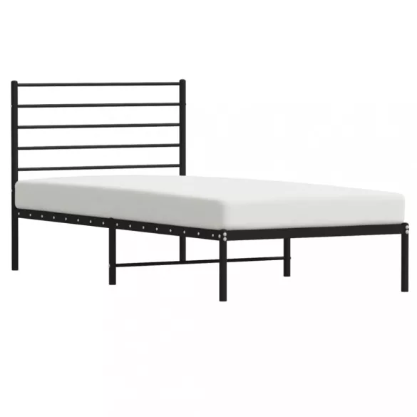 fekete fém ágykeret fejtámlával 75 x 190 cm