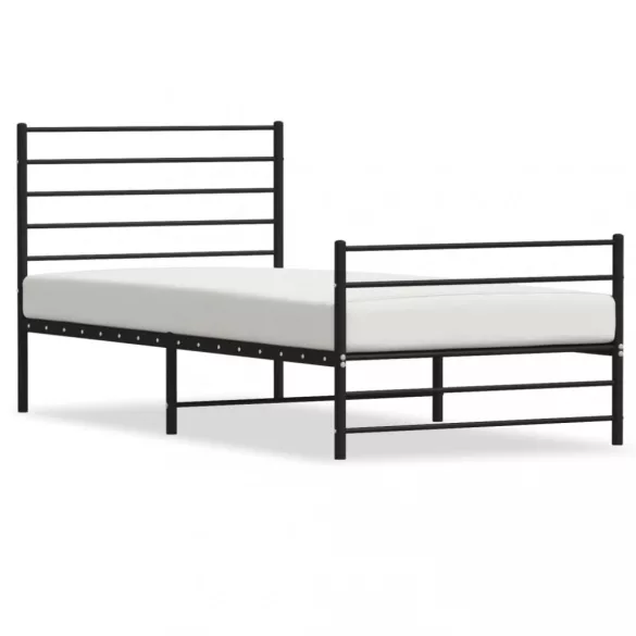 fekete fém ágykeret fej- és lábtámlával 80 x 200 cm