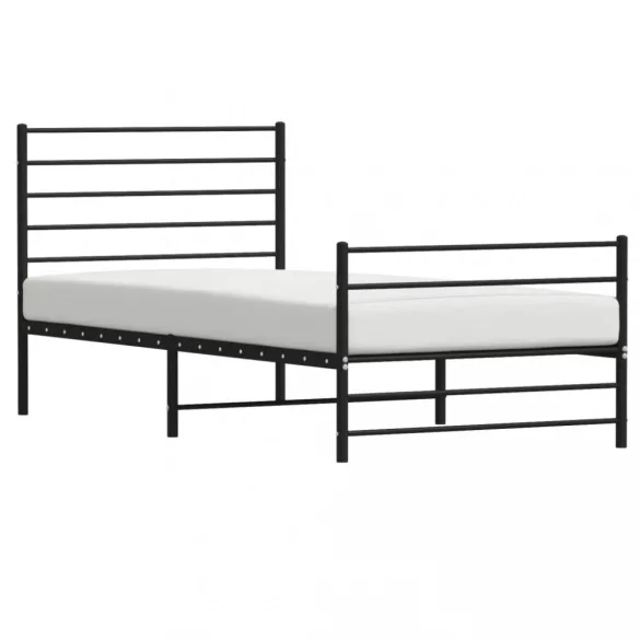 fekete fém ágykeret fej- és lábtámlával 80 x 200 cm