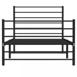 fekete fém ágykeret fej- és lábtámlával 90 x 190 cm