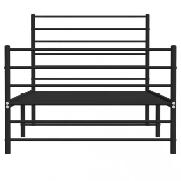 fekete fém ágykeret fej- és lábtámlával 90 x 190 cm