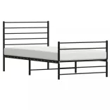 fekete fém ágykeret fej- és lábtámlával 90 x 200 cm