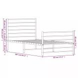 fekete fém ágykeret fej- és lábtámlával 90 x 200 cm