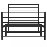 fekete fém ágykeret fej- és lábtámlával 100 x 200 cm