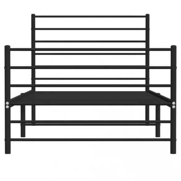 fekete fém ágykeret fej- és lábtámlával 100 x 200 cm