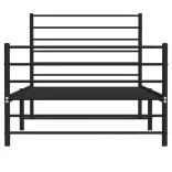 fekete fém ágykeret fej- és lábtámlával 107 x 203 cm