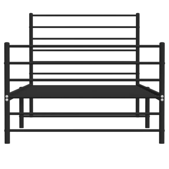 fekete fém ágykeret fej- és lábtámlával 107 x 203 cm