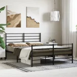 fekete fém ágykeret fej- és lábtámlával 120 x 200 cm