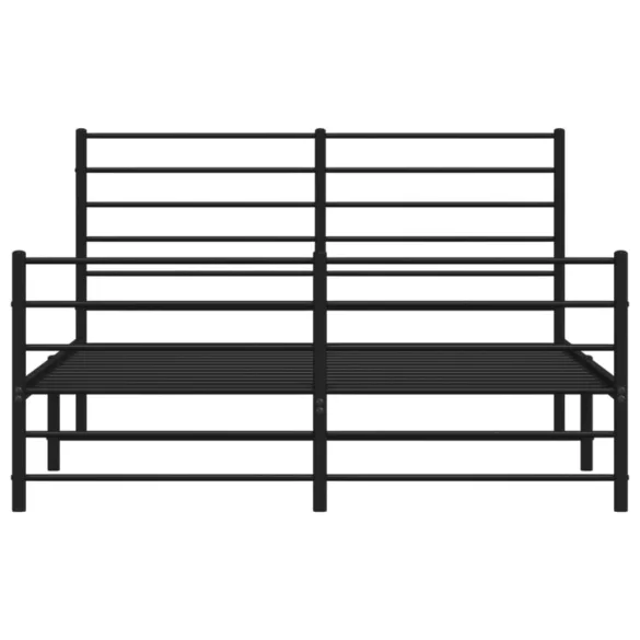 fekete fém ágykeret fej- és lábtámlával 120 x 200 cm