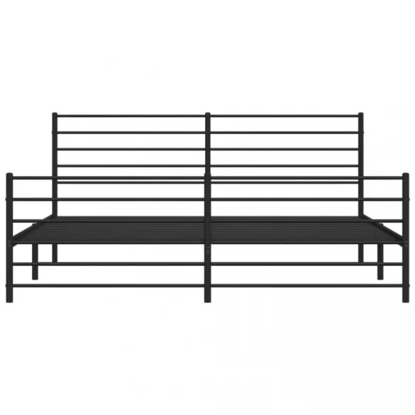 fekete fém ágykeret fej- és lábtámlával 200 x 200 cm