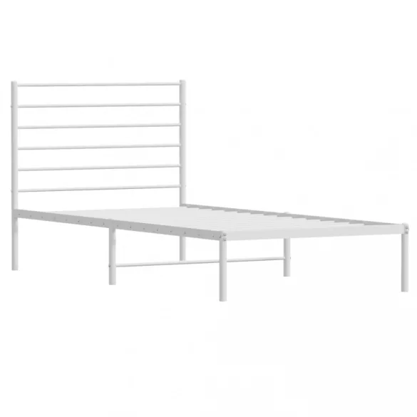 fehér fém ágykeret fejtámlával 90x200 cm