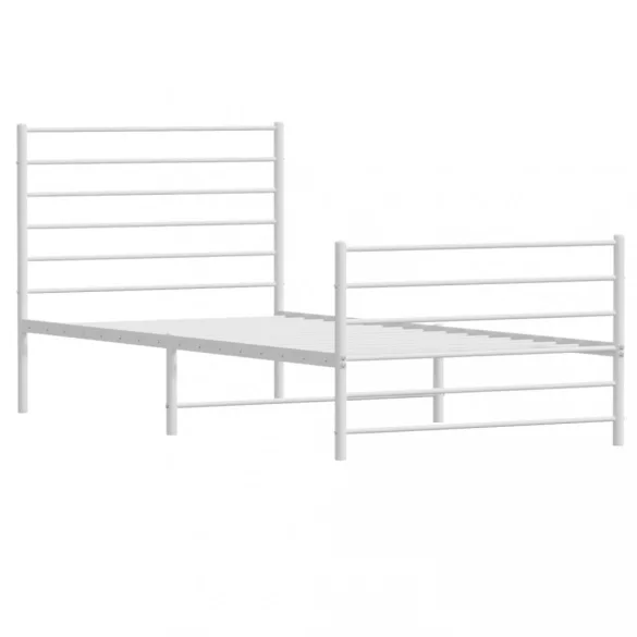 fehér fém ágykeret fej- és lábtámlával 107 x 203 cm