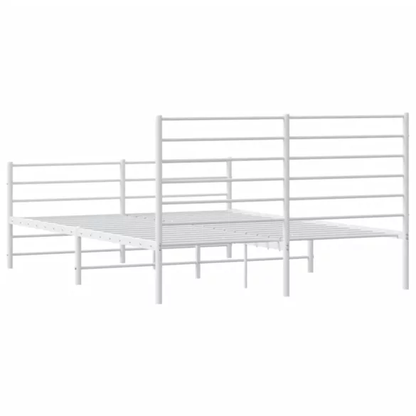 fehér fém ágykeret fej- és lábtámlával 150x200 cm