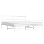 fehér fém ágykeret fej- és lábtámlával 200x200 cm