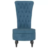 kék bársony gombos szék magas háttámlával