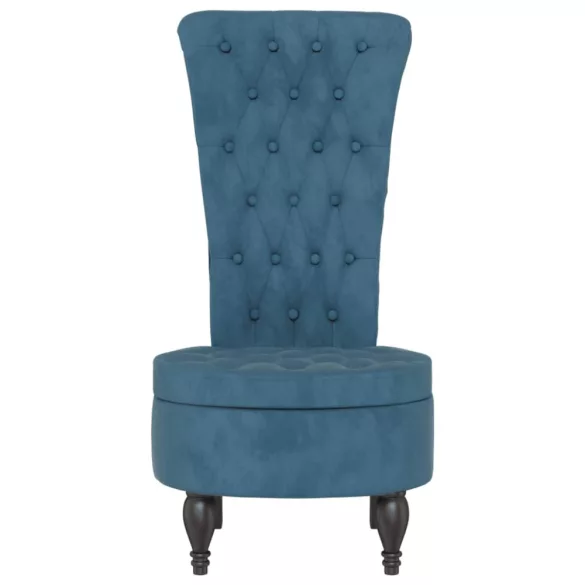 kék bársony gombos szék magas háttámlával