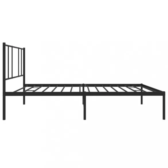 fekete fém ágykeret fejtámlával 90 x 200 cm