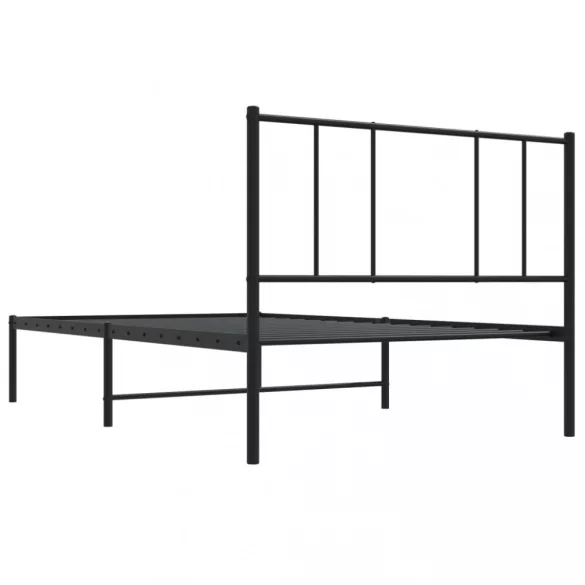 fekete fém ágykeret fejtámlával 100 x 190 cm