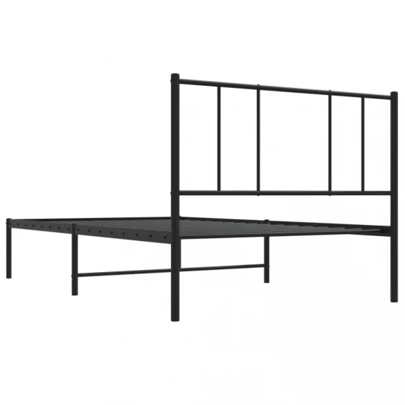 fekete fém ágykeret fejtámlával 100 x 200 cm