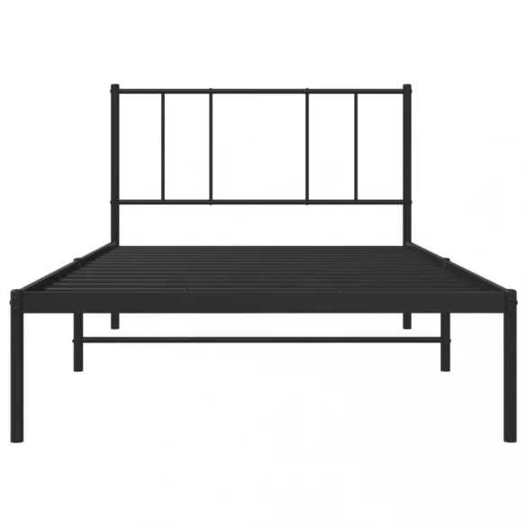 fekete fém ágykeret fejtámlával 107 x 203 cm