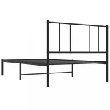fekete fém ágykeret fejtámlával 107 x 203 cm
