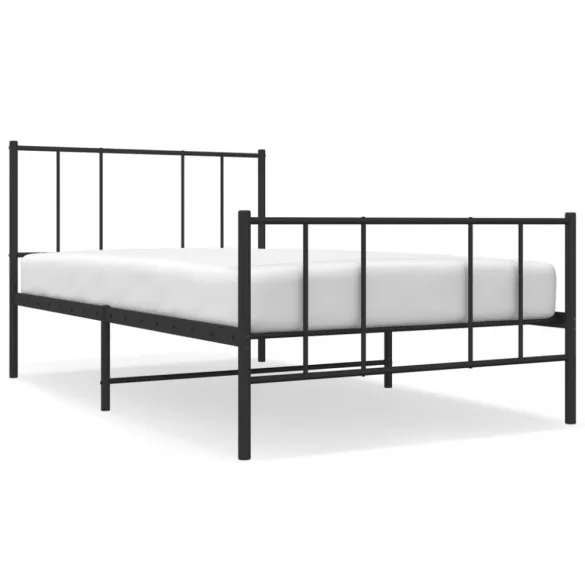 fekete fém ágykeret fej- és lábtámlával 75 x 190 cm