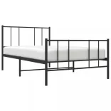 fekete fém ágykeret fej- és lábtámlával 75 x 190 cm