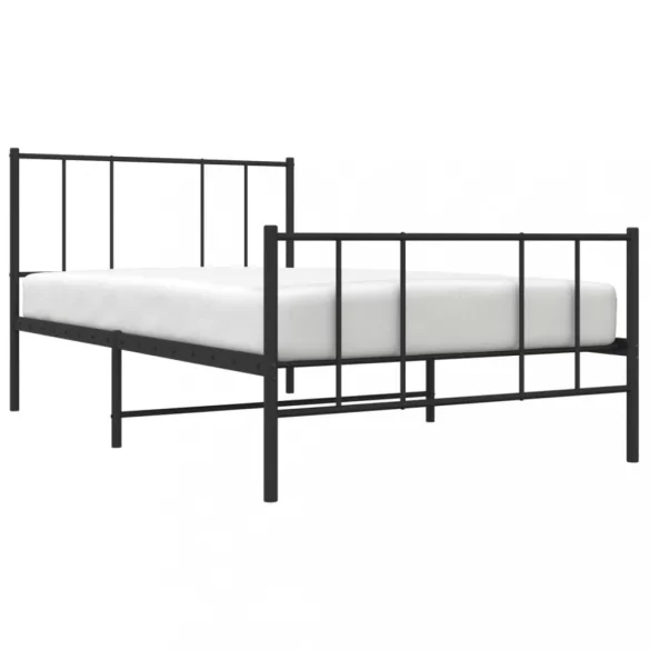 fekete fém ágykeret fej- és lábtámlával 75 x 190 cm
