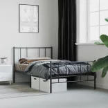 fekete fém ágykeret fej- és lábtámlával 75 x 190 cm
