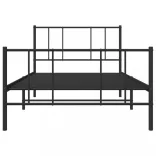fekete fém ágykeret fej- és lábtámlával 75 x 190 cm