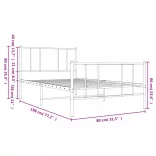 fekete fém ágykeret fej- és lábtámlával 75 x 190 cm