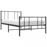 fekete fém ágykeret fej- és lábtámlával 80 x 200 cm