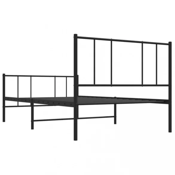 fekete fém ágykeret fej- és lábtámlával 80 x 200 cm