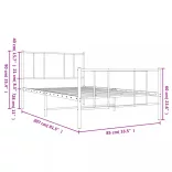 fekete fém ágykeret fej- és lábtámlával 80 x 200 cm