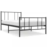 fekete fém ágykeret fej- és lábtámlával 90 x 190 cm