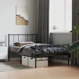 fekete fém ágykeret fej- és lábtámlával 107 x 203 cm