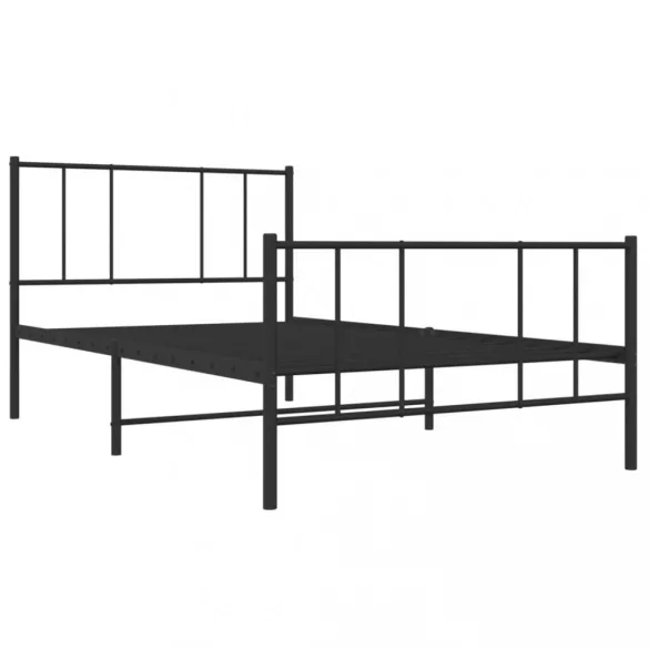 fekete fém ágykeret fej- és lábtámlával 107 x 203 cm
