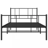 fekete fém ágykeret fej- és lábtámlával 107 x 203 cm