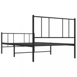 fekete fém ágykeret fej- és lábtámlával 107 x 203 cm