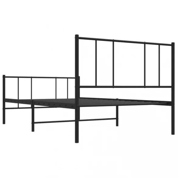 fekete fém ágykeret fej- és lábtámlával 107 x 203 cm