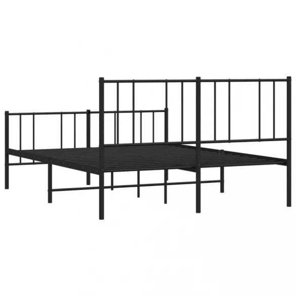 fekete fém ágykeret fej- és lábtámlával 120 x 200 cm