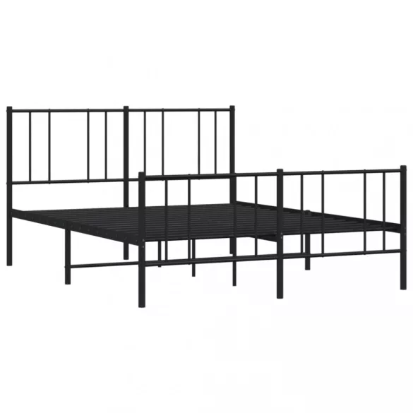 fekete fém ágykeret fej- és lábtámlával 135 x 190 cm