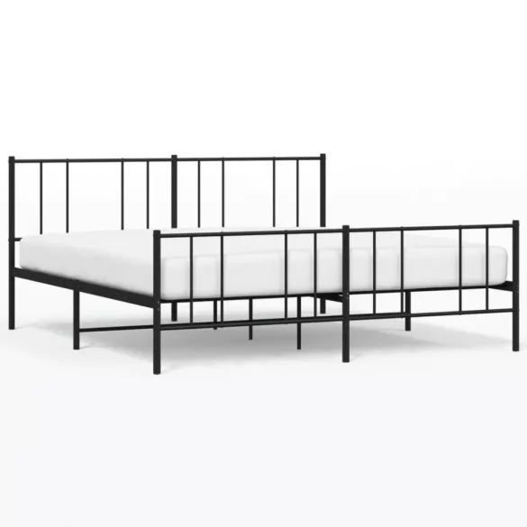 fekete fém ágykeret fej- és lábtámlával 183 x 213 cm