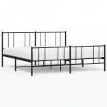 fekete fém ágykeret fej- és lábtámlával 200 x 200 cm